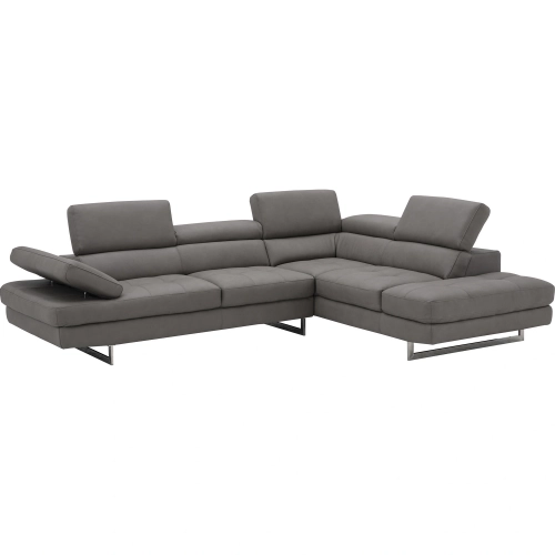 Napoli A761 Italian Leather Sectional Sofa in Truffle w/ Right Facing Chaise